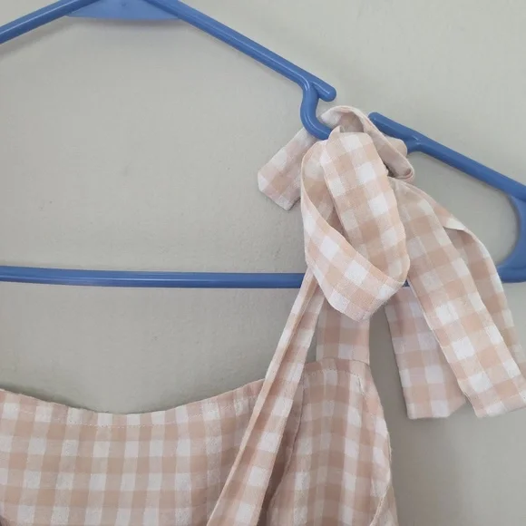 Multicolor Gingham Tiered Sundress XS Cottagecore Bow Strap Dress - Picture 7 of 10